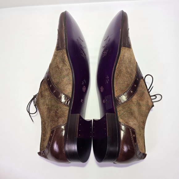 Etro Men’s Shoes Sz 42 (US 9) Wingtip Oxford Brown Leather & Suede Made in Italy - Picture 5 of 14